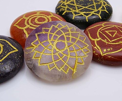 Harmonize 7 Símbolo de Chakra Multistone Símbolo Feng Shui Reiki Cura Cristal Decoração de mesa espiritual