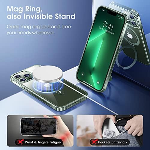 Alphex Invisible Stand Magnetic Case para iPhone 13 Pro [Parece o iPhone nu [compatível com Magsafe] Grade militar