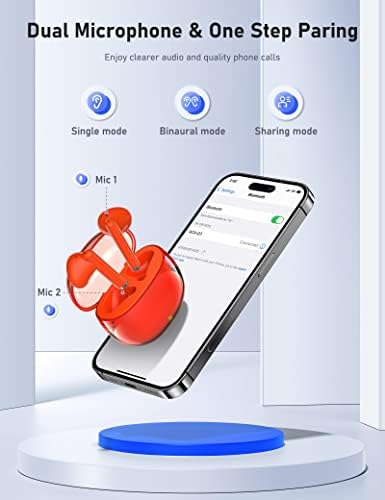 Fones de ouvido sem fio Bluetooth 5.3 fone de ouvido do Google Pixel 7a 6a 7 6 Samsung A53 A54 S23 Ultra S22 S21 Cancelamento de ruído HEADSETURO DE ESTÉRIO HIFI TWS com microfones de microfones para iPhone 13 11 8 8 Android Red