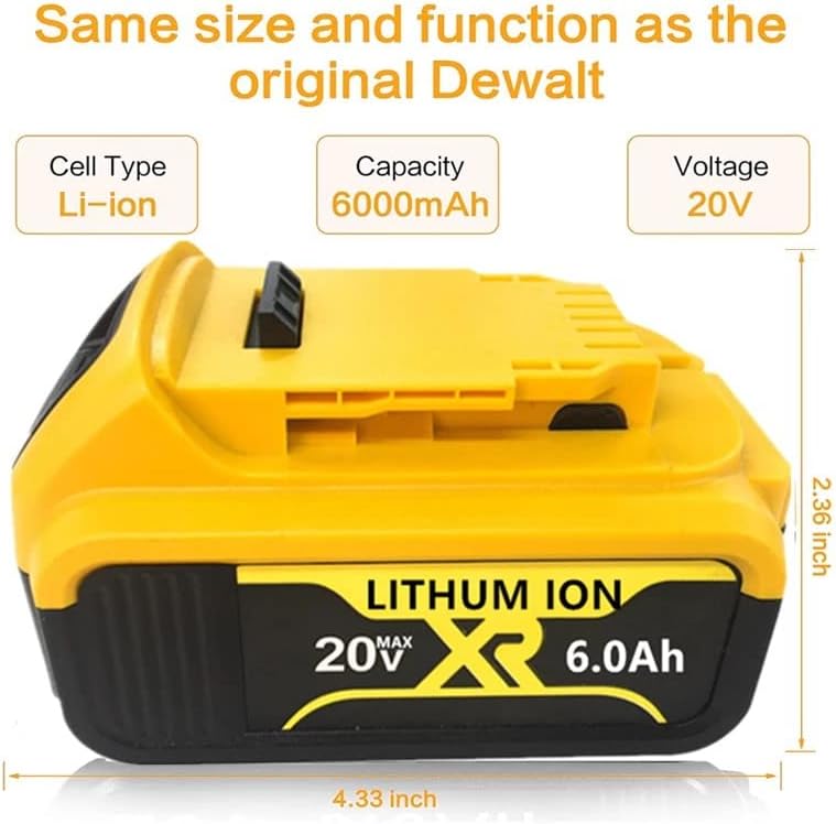 Lefeiyi para Dewalt DCB200 20V 6000MAH Bateria de substituição compatível com para Dewalt 20V 18 V e 20 Ferramentas de Vot para