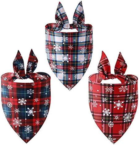 3 Pacote de pacote de cães de Natal bandanas férias de férias snowflake cachorro bandana para cães pequenos, médios e grandes