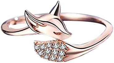 Anéis fofos fofos de ouro rosa para mulheres anel de animal ocidental Micro Diamond Ring Ring Ring Ring Teen Girl Jóias Ansiedade