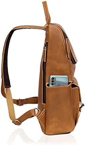 C Cuero Backpack de couro de grão completo para homens - Bolsa de laptop de 17 polegadas - mochila de viagem vintage - mochila