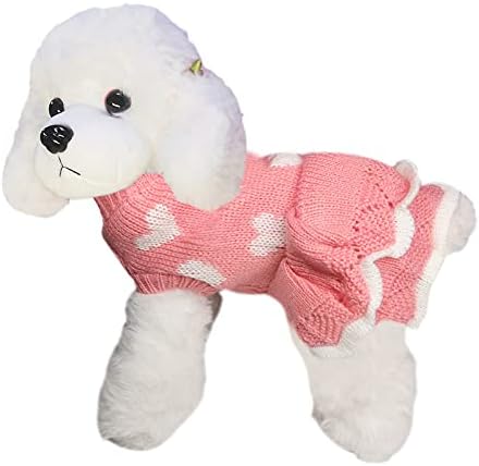 Vestido de cachorrinho de suéter de cachorro sem choreiro: cães pequenos de cães pequenos de cães de inverno cachorro coração suéter cachorrinho moletom para cachorros de cachorro gato roupas de gatinho vestidos de gatinho