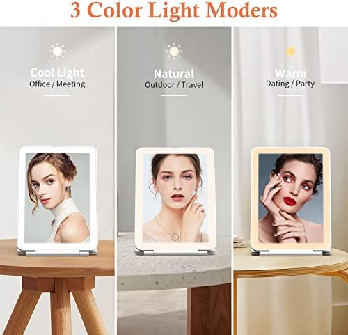 Espelho de maquiagem Matekxy com 72 luzes LED espelhos de viagem portáteis com 3 cores Modos de luz Modos de beleza espelho