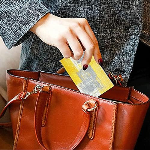 Titular do cartão de visita abstrato amarelo cinza para homens, titular do cartão de visita com cartas de crédito de cartão