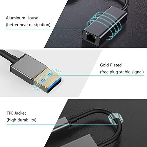 Adaptador Ethernet USB, USB 3.0 a 1000/100/10 Mbps Gigabit Ethernet LAN Adaptador compatível com Nintendo Switch