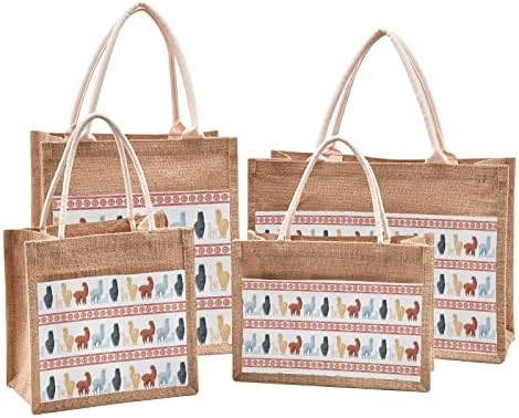 Sacolas de juta de lhama nativas de cataku com alças e zíper sacos de juta sacos de compras de bolso para bolsas