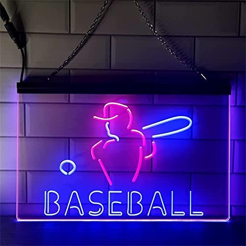Dvtel Baseball Néon Sign, Decoração de Decoração do Clube Custom Luzes noturnas Luzes de neon de acrílico, Salão luminoso pendurado na parede, 40x30cm Hotel Restaurant Bar Coffee Shop