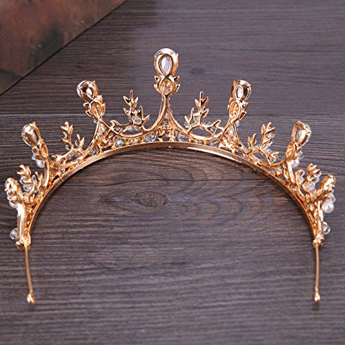 Leithrix Gold Bride Wedding Queen Flower Crowns e Tiaras Barroco Bridal Hair Acessórios para mulheres