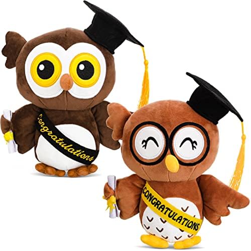 Leitee 2 PCS Classe de 2023 Graduation Plush Owl de 8,7 polegadas de coruja recheada brinquedo de pelúcia com tampa de