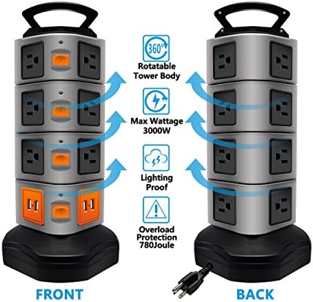 Torre da faixa de força, estação de carregamento elétrica do protetor de ondas de produto Lovin, 14 plugues de saída com 4 slot USB