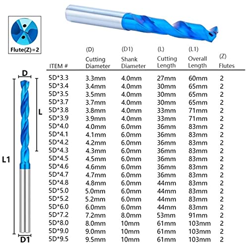 Broca bit 3d bits de carboneto de 3-12mm broca de broca de torção em espiral broca de revestimento azul bit bit shole para metal