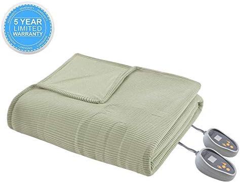 Beautyrest Electric Blanket Luxuado micro lã Ultra Ultra Soft com textura, capa aconchegante e aconchegante para clima