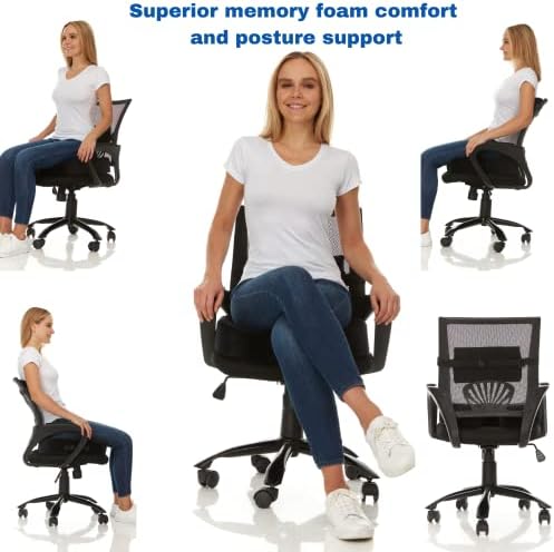Fomi Almofada Extra Coccyx Seat and Back Support Combo | Padre de assento grande e travesseiro lombar para carro, escritório, cadeira