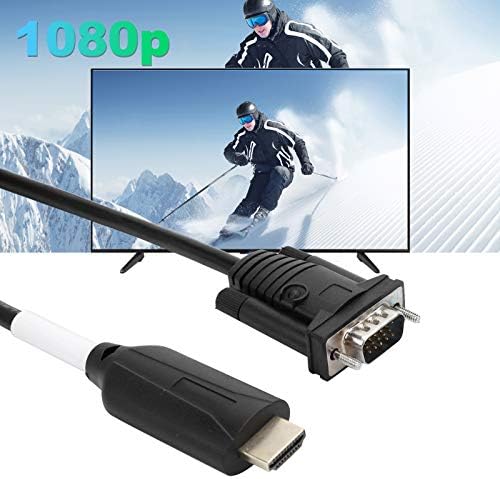 Cabo de conversor HDMI para VGA 1.2m, 1080p HDMI Male a VGA Adaptador de cabo de áudio de vídeo masculino Digital para