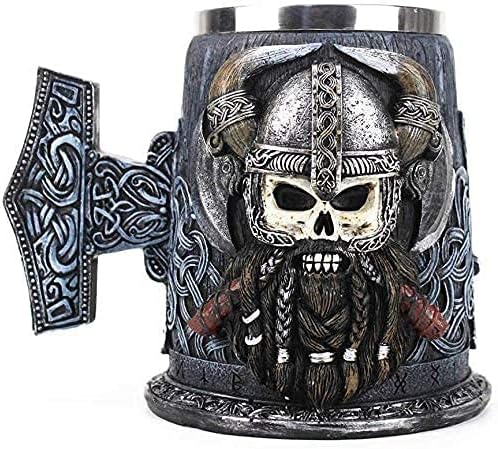 Caneca de cerveja viking, guerreiro com chifres com capacete de batalha gótica de cerveja gótica, caneca medieval nórdica tanque,