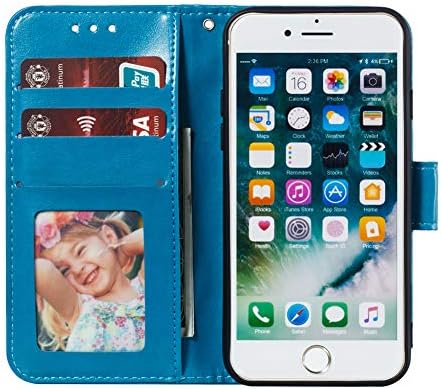 Lemaxelers iPhone SE 2020 Case iPhone 8 Case Bling Diamond Mandala Carteira em relevo Flip PU Couather Magnetic Slots com tampa