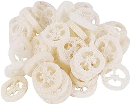 Kuyyfds Loofah Fatias para fabricação de sabão, 50 peças de esponjas de bucha natural, fatias de bucha, sabonete de bucha