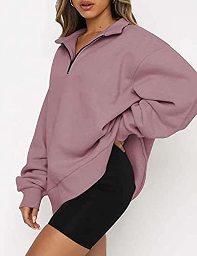 Mulheres meio zíper de tamanho grande pulôver manga comprida moletom camisola de zíper suéter adolescente meninas de caça y2k