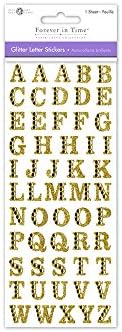 Forever in Time SS156b Gemmed Glitter Letters, 3.37inx7.87in, ouro