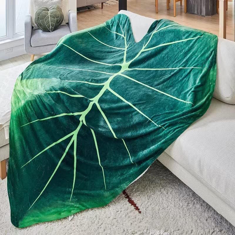 Cobertão de folhas grandes cobertores de planta verde arremesso