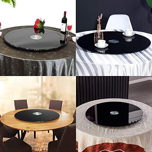 Placa de porção rotativa redonda de Yilefu preguiçosa bandeja giratória de vidro preto de vidro preto para mesa de jantar de