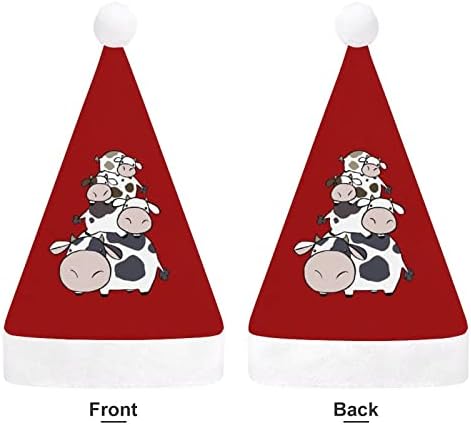 Chapéu de natal de pilha de vaca chapéu de natal e bonitos chapéus de Papai Noel com borda de pelúcia e decoração de natal de revestimento