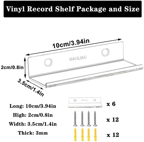 Weitelai Vinyl Record Shelf Wall Mount, 6 álbuns de embalagem prateleiras de parede para display de discos de vinil, titular de