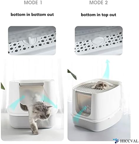Caixa de areia de gato com tampa totalmente fechada de gato de entrada de taco de vaso sanitário portátil grande caixa
