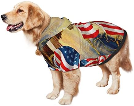 Grande Hoodie de cachorro Capuz American-Flag-Vintage-Bald-Birds Pet Clothes Sweater com Hat Soft Cat Roupa Casaco XX Large