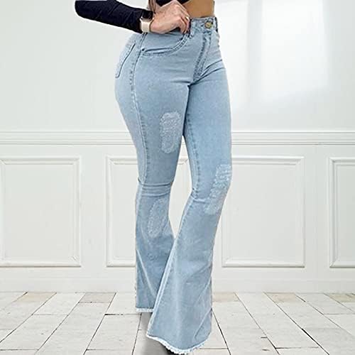 Calças de verão casuais para mulheres bolsos clássicos elásticos coloridos botton jeans sino de negócios de negócios casuais para