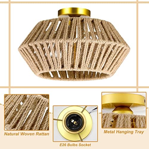 Luzes de rattan luminárias de rattan teto Montagem de teto boho rattan mount monte teto lutas