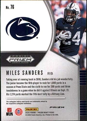 2020 Panini Prizm Draft Prizms Pink Pulsar 76 milhas Sanders Penn State Nittany Lions Futebol Trading Card