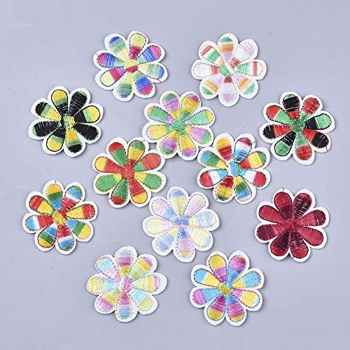 Craftdady 120pcs Ferro de flor em remendos de bordados 12 cores de pano bordado flora