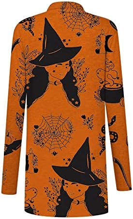 Cardigan Pumpkin Pump de Hallowen Feminino Pump Print Sweater Longa Aberta Frente Aberta Casa Casa Top Top Halloween Trajes