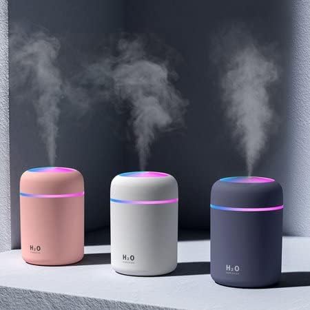 Mini -humidificador da K&D: vaporizador pessoal portátil branco - ótimo para quartos, escritórios e carro! Operação USB de carregamento USB conveniente - funções de névoa variável - exibição colorida divertida