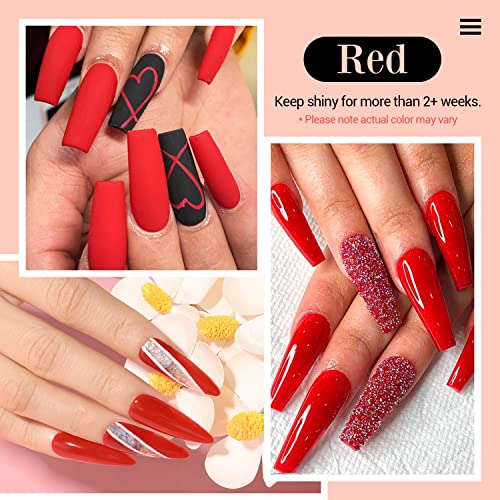 AzureBeauty Dipping Powder Red Color, clássico pó de unhas vermelhas clássicas de unhas francesas manicure manicure DIY em casa, sem odor, duradouro, presente para mulheres, 1oz
