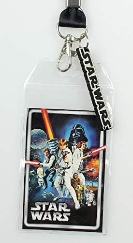 Star Wars Id cordão com suporte de crachá claro e logotipo de borracha