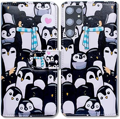 BCOV Samsung Galaxy S22 Caixa Ultra Wallet, Penguins Preto Penguins Multifuncional Capa de Caixa de Caso de Caso de Capa Com