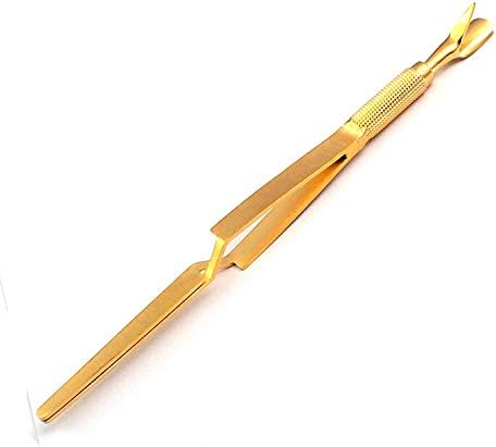 DDP Gold Acrylic Pincher/Cuticle Pusher com tweezer