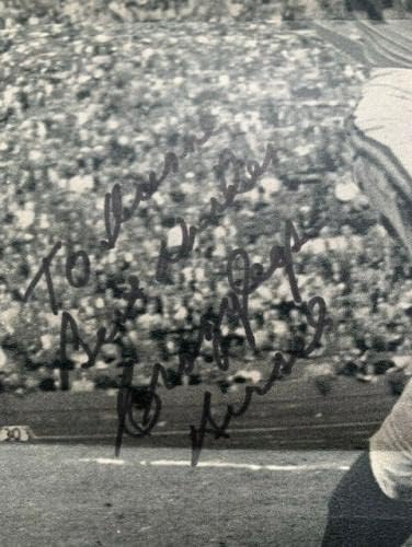 Crazylegs Hirsch assinou a mão 6x13 revista vintage foto+coa nfl hof - revistas autografadas da NFL