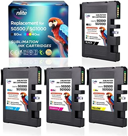 INIT SG500 O mais novo Chip Atualizado CHIP High Volume de Sublimação Cartuchos de Tinta Compatível para Sawgrass Virtuoso SG500 SG1000 Printers de sublimação, 4 pacote （Não precisa de uma versão B）…