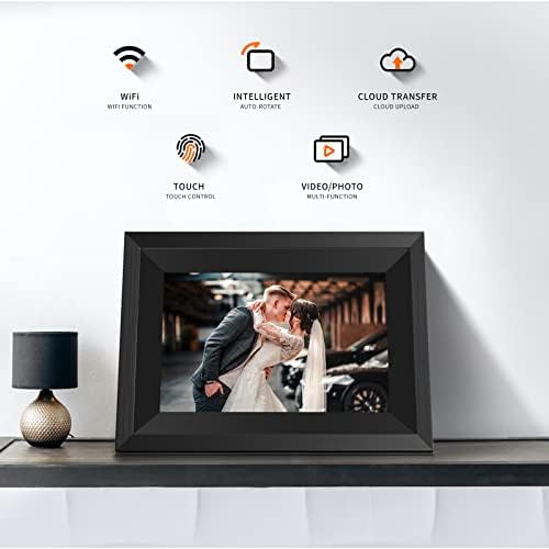Amaboo 10,1 polegadas Wi -Fi Smart Cloud Digital Picture Frame, moldura eletrônica de foto com IPS LCD Touch Screen Display,