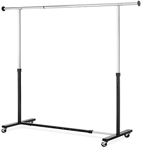 Foooz Rolamento ajustável Rack de vestuário, metal, preto e cromo