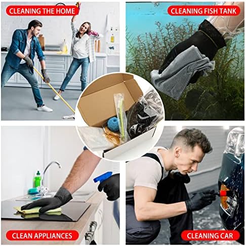 Limpeza doméstica Luvas plásticas Toalha descartável, luvas de braço longas descartáveis, luvas pretas, limpadores de vidro de escova