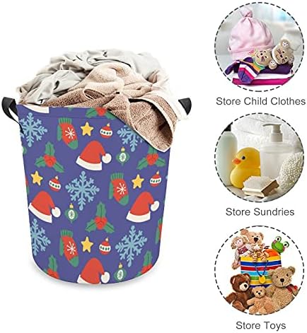 Chapéus de Natal Padrão Oxford Ploth Rouby Basket com alças de cesta de armazenamento para organizador de brinquedos, quarto