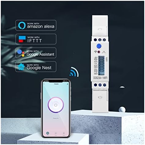 Junniu 60a Din Rail 18mm Tuya Tuya WiFi Smart Energy Meter Timer Consumo de energia Monitor kwh medidor wattmeter 110v 220v