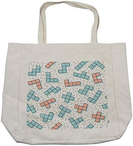 Bolsa de compras de Ambesonne 90s, padrões geométricos em obras de arte abstratas do estilo Retro Memphis com retângulos