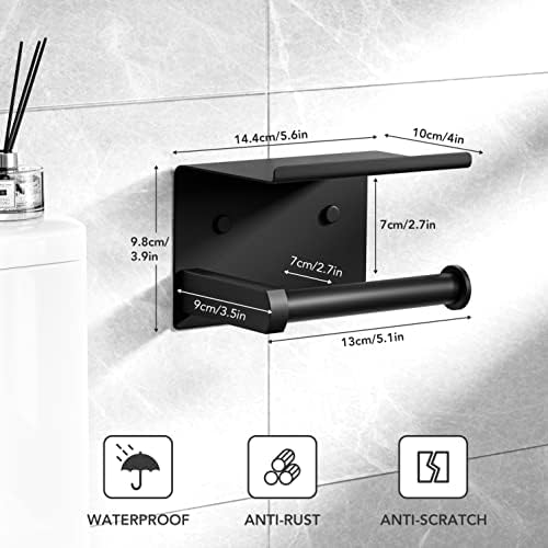 Suporte de papel higiênico TindBea com prateleira de telefone, adesivo ou parafuso de montagem na parede do higiário